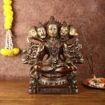 Superfine Handcrafted Brass Panchmukhi Hanuman Idol 17" | Dual Tone Copper Gold | 22 kg Divine Power & Protection | 15" Width, 8.5" Depth | Sacred Focal Point